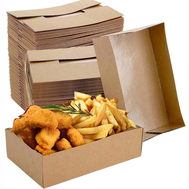 Fast Food With Snacks - Plateaux alimentaires en papier Kraft 20/50