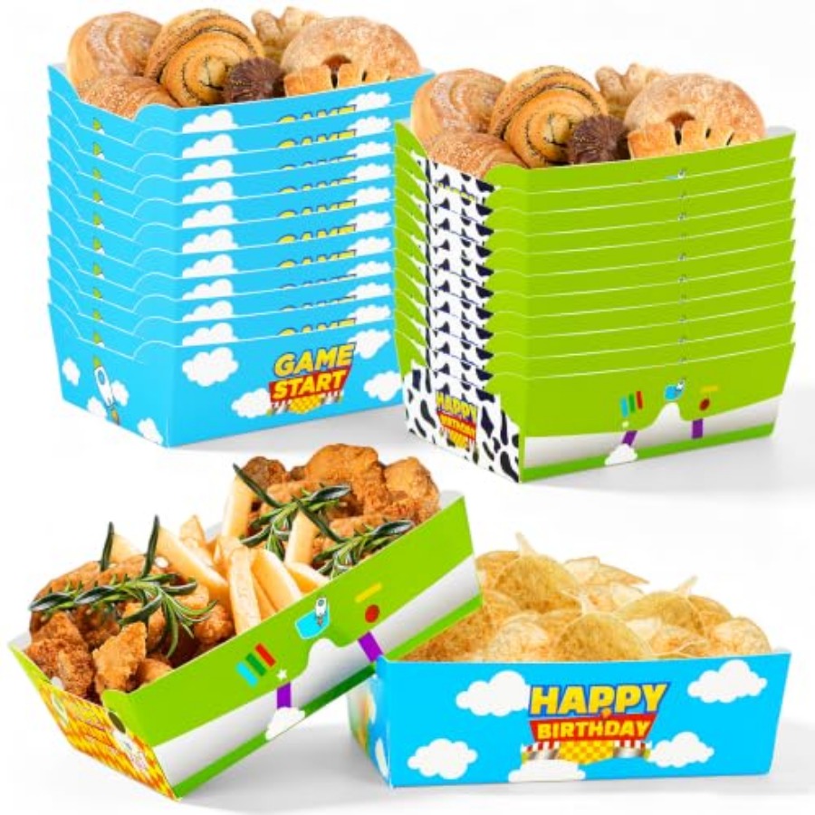 Food Snacks Party - 24 plateaux alimentaires en papier jetables