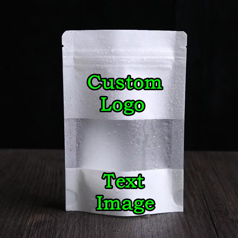 Logo Food Snack - 100 Sachets Doypack en papier blanc